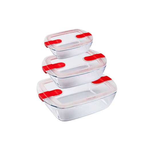 Cook&Heat - Set of 3 rectangular food storage container for microwave